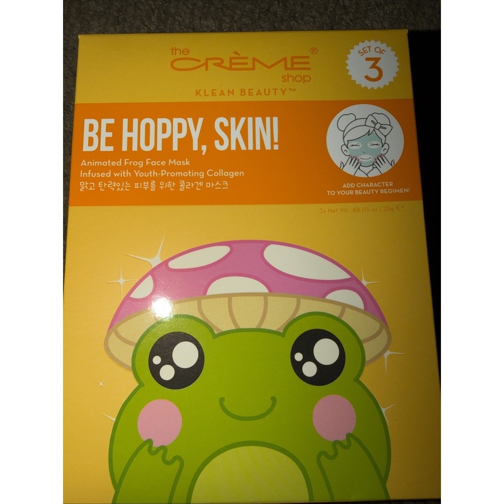 The Crème Shop Korean Skin Care Be Hoppy Skin Animated Frog Face Mask Box Of 3
